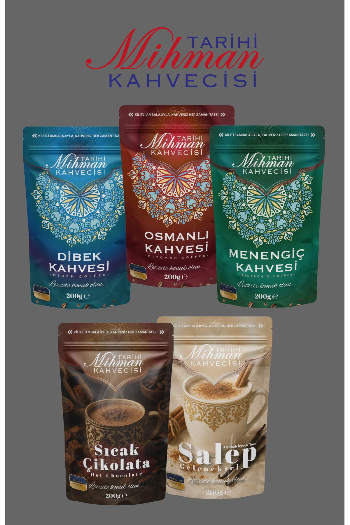 Tarihi Mihman Kahvecisi MİHMAN KAHVE SETİ 5 X 200 GR